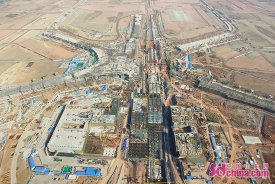青島膠州國際機場施工現場整體鳥瞰