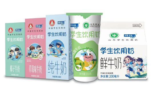 图为:得益乳业学生奶产品矩阵