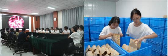 图为队员们聆听前沿农业技术讲座和了解大豆种质资源保存与管理场景