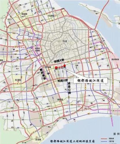 图说:银都路越江隧道工程地理位置图
