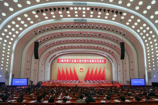 上海市第十五届人民代表大会第五次会议开幕式 新华社记者王翔摄