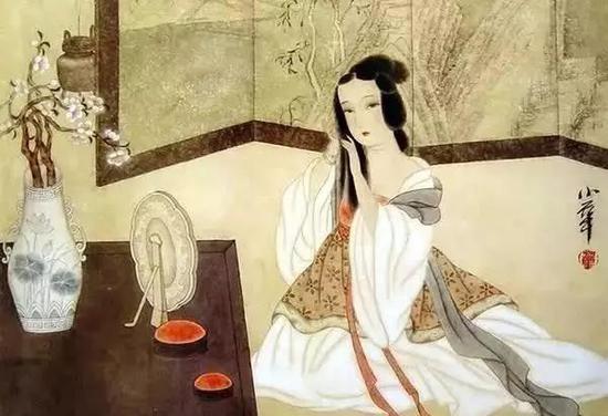 正在梳妆的古代女子 图片来源:上海预警发布