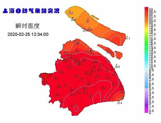 2月25日上海气温 微信公众号“上海预警发布” 图