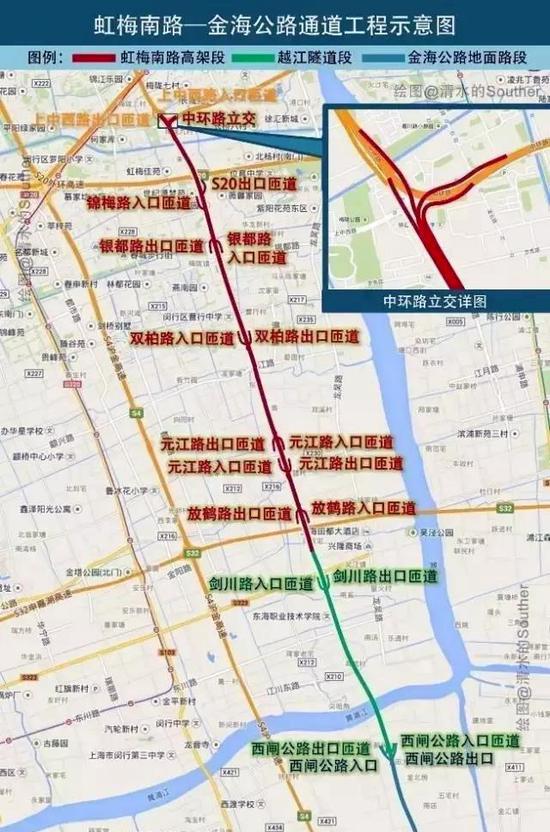 同时全线高架道路采用城市快速路标准,将在上海南部的交通网路中起到
