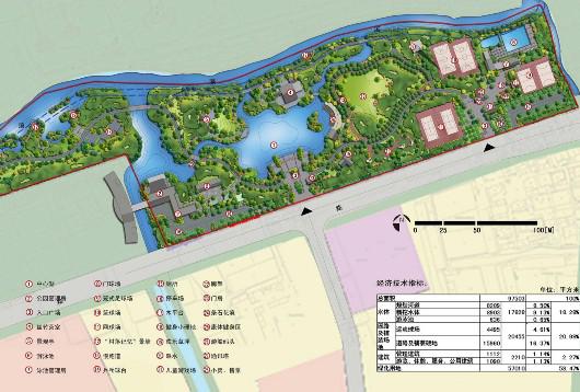图为"大场公园"最初的规划设计图,右上角一片区域为游泳池,足球场