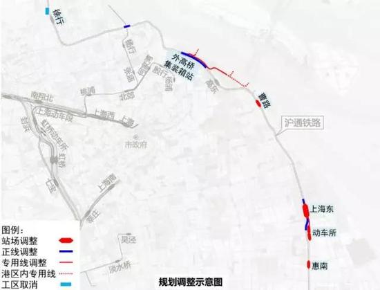 ▲沪通铁路二期规划调整示意图