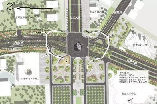 世纪大道天桥总平面图