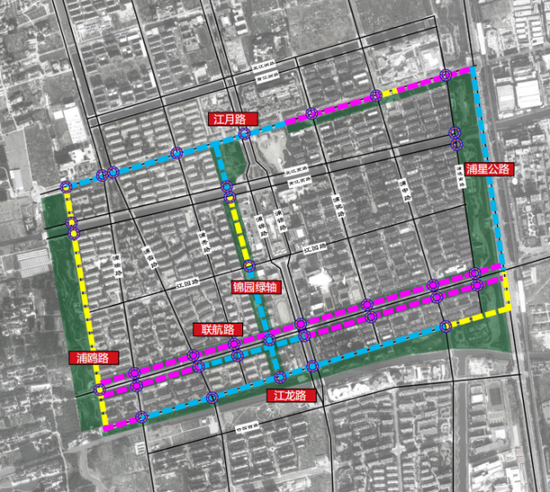 浦锦街道环社区绿道涉及浦星公路、江龙路、浦鸥路、江月路等路段