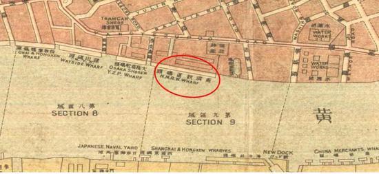 △黄浦码头位置,出自1920 年上海地图