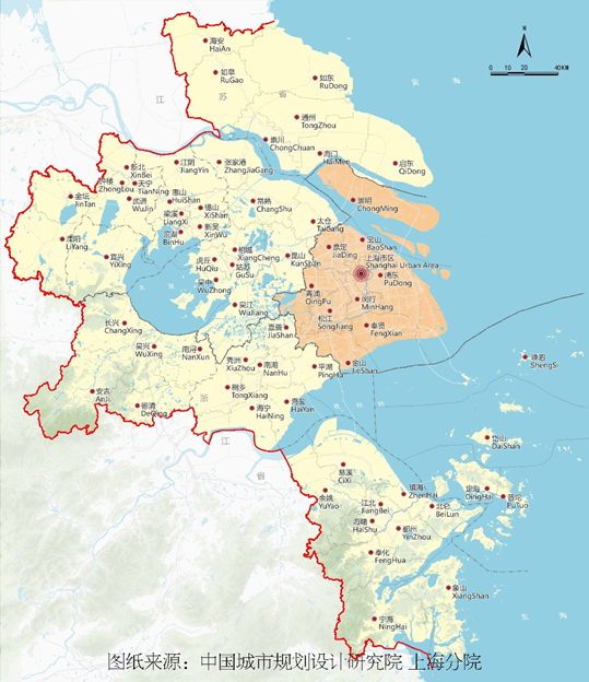 上海大都市圈(1+8)范围图。“上海大都市圈规划” 微信公众号