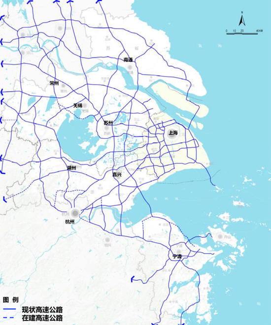 高速公路网现状图 “上海大都市圈规划” 微信公众号