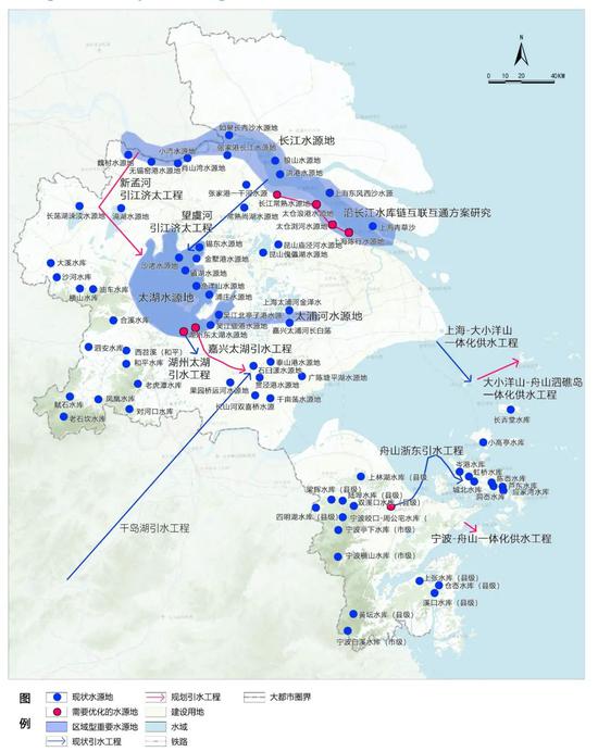 上海大都市圈水源地共保共建规划图 “上海大都市圈规划” 微信公众号
