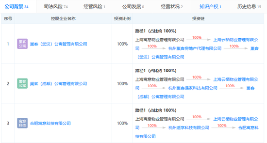 上海寓意公司旗下有7家全资子公司。天眼查网站截图