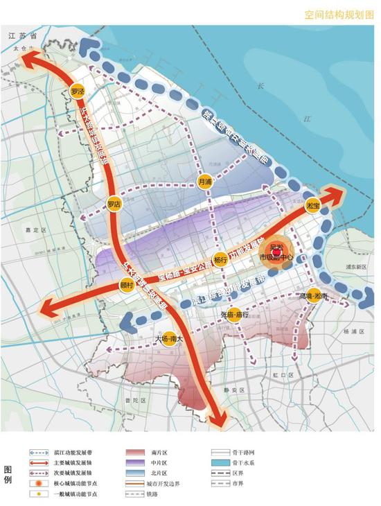 根据规划草案,宝山将形成"一带两轴三分区"的总体空间格局