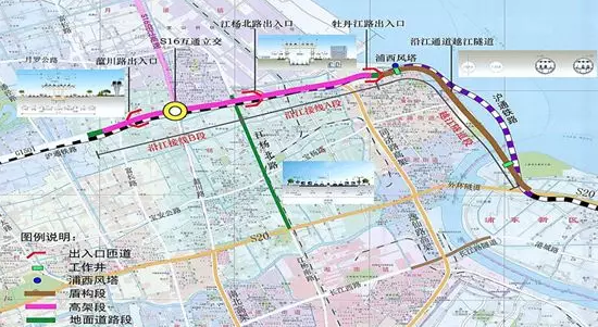 沿江通道全线工程范围示意图