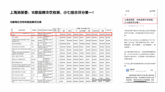 图 上海消保委2021年冷饮品牌评测排名