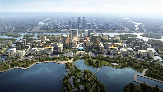 滴水湖金融湾效果图。