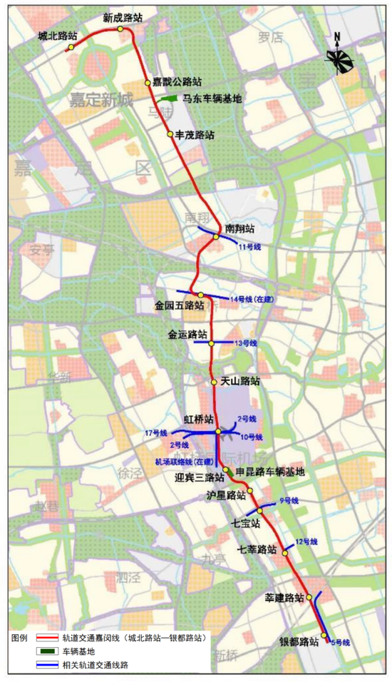 嘉闵线（城北路站-银都路站）规划概况 图片来源：上海市交通委官网