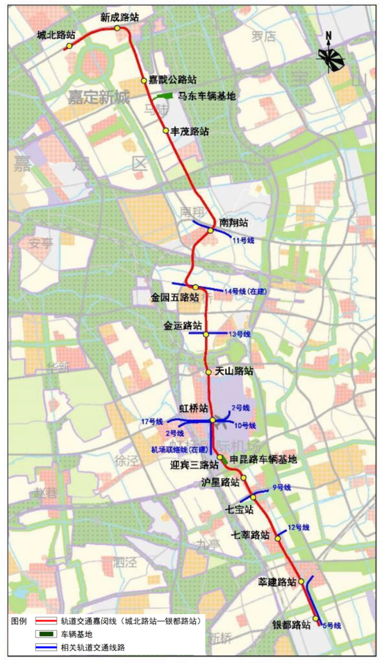 上海轨交嘉闵线城北路站-银都路站选线