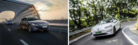 （左为菲斯塔纯电动，右为iA5）