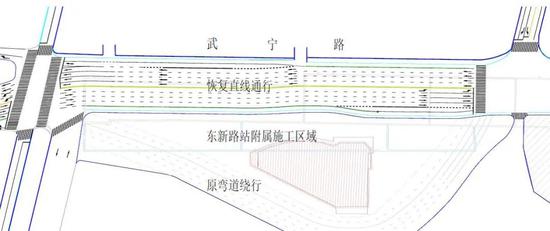 14号线东新路站道路翻交示意图