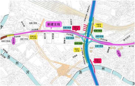 图说:北横通道天目路高架工程示意图 来源/上海建工集团供图(下同)