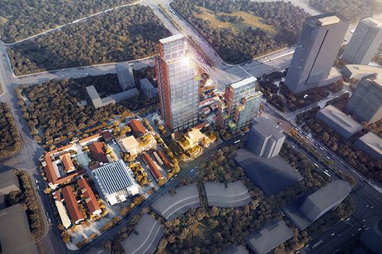 桃浦智创城604地块效果图，其中新建项目位于地块南侧。