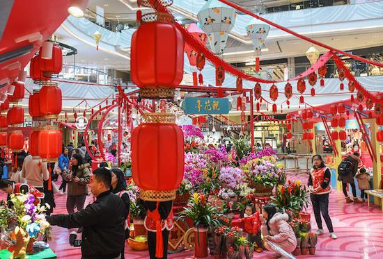 图说:年宵花市 新民晚报记者 陶磊 摄