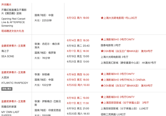 第28届上影节排片表截图