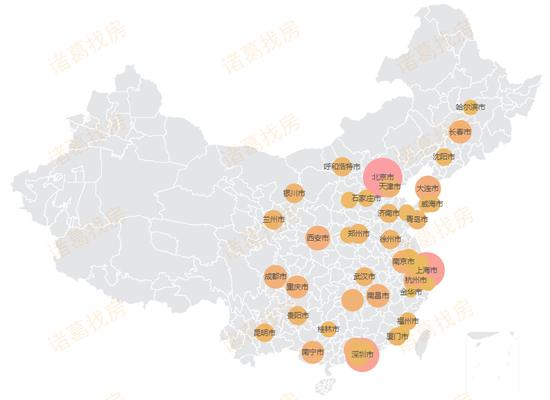 2019上半年全国租房压力气泡图(整租一居),气泡越大,租房压力越大。数据来源:各城市统计局、诸葛找房数据研究中心