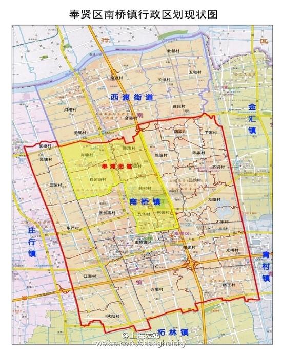 奉贤将设奉浦街道办事处 南桥镇行政区域范围相应调整