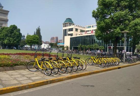 沪高校共享小黄车部分损毁严重 机械密码锁破