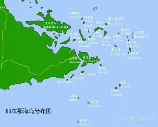 仙本那各岛屿分布图 来自蚂蜂窝用户@懒人度假