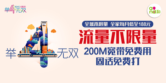 上海移动4G四周年四大红利重磅来袭 全城流量不限量
