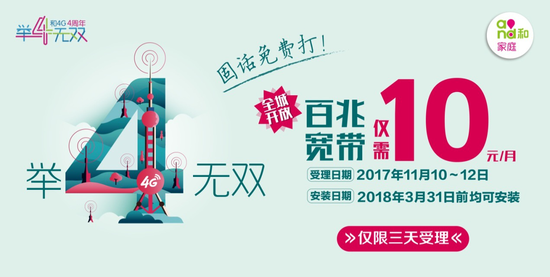 上海移动4G四周年四大红利重磅来袭 全城流