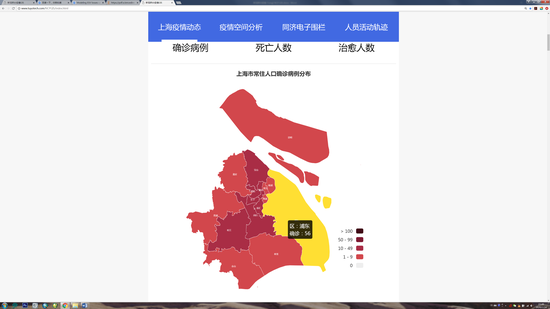 新冠肺炎疫情地理信息系统（Tongji NCP-GIS）界面图

