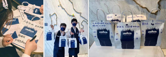 LAVAZZA拉瓦萨员工在外送袋上写满祝福加油的话语