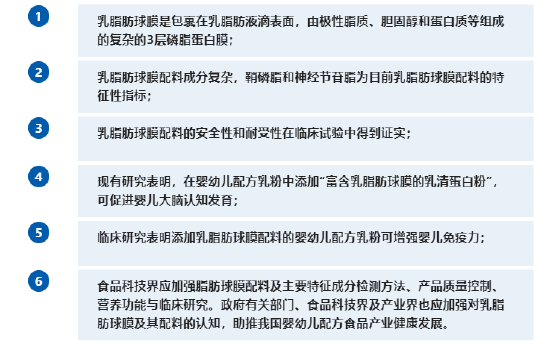 《乳脂肪球膜及其配料的科学共识》达成的6项共识