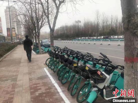 登记挂牌再“上岗”的共享电动车。 杨佩佩 摄