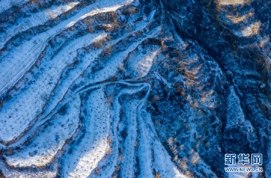 航拍芮城九峰山雪景。新华网 发(肖永杰 摄)