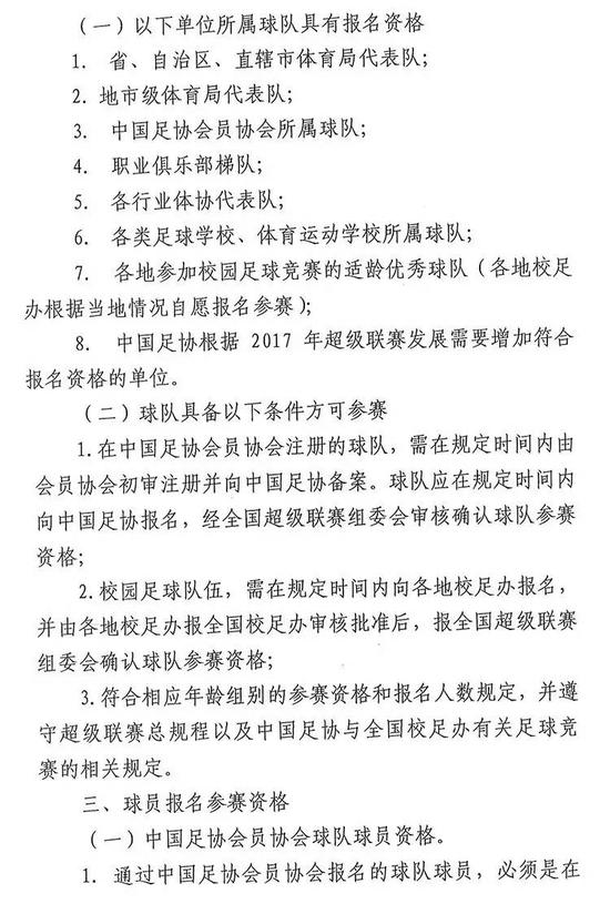 2017年全国青少年男子足球超级联赛参赛球队