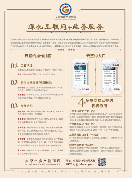 “云簽約”服務操作指南。圖源:太原市房產管理局