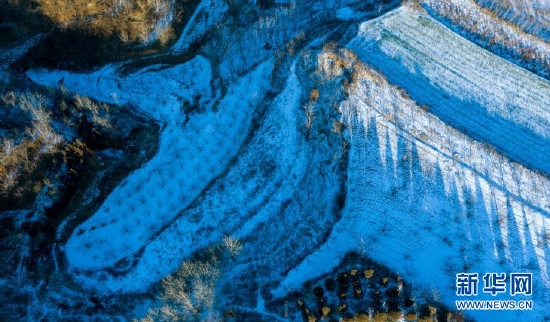 航拍芮城九峰山雪景。新华网 发(肖永杰 摄)