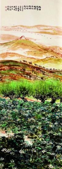 三边塞上风光(国画) 197×68厘米 1984年 方济众 中国美术馆藏