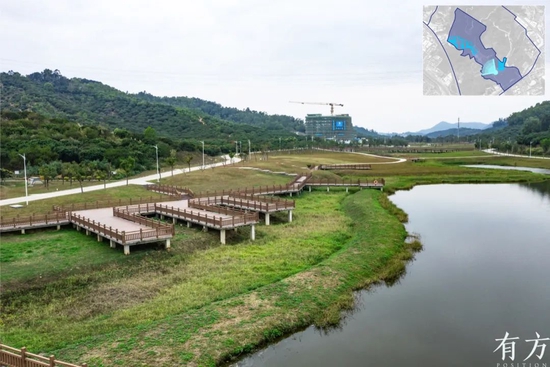 △ 山谷现状与首栋建筑（深圳综合粒子设施研究院综合楼）   Current Condition of the Valley and the First Building （Multi-functional Building of Institute of Advanced Science Facilities， Shenzhen）