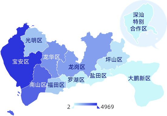 深圳国家级高新技术企业的区域分布（数据来源：深圳市科技创新委员会网站）
