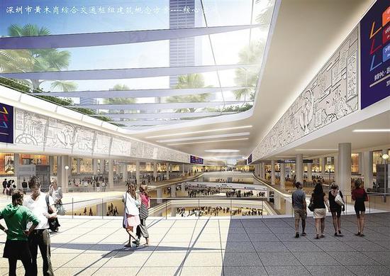 黄木岗综合交通枢纽建筑概念方案——核心空间。