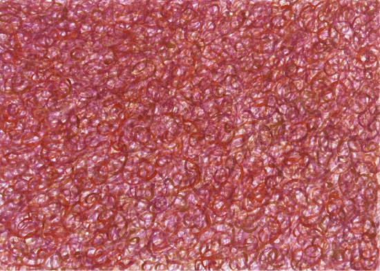 ▲石开元《红色意象NO.1》110cmx79cm 纸本综合绘画 2020年