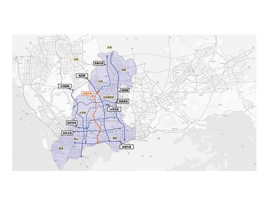 侨城东路北延段(红线)示意图。