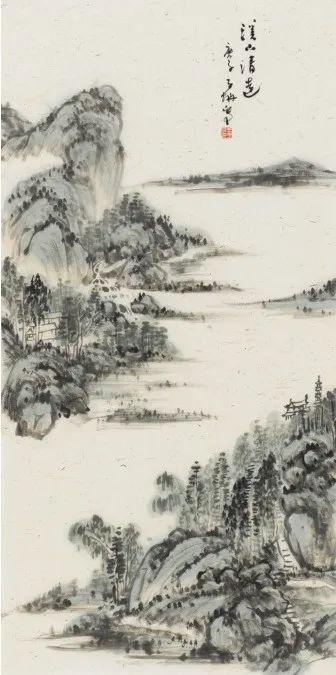 ▲王子蚺《溪山清远》100cm×50cm 纸本设色 2020年